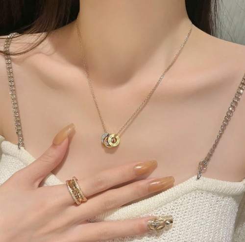 1:1 quality version CNC open plate three-ring circle necklace