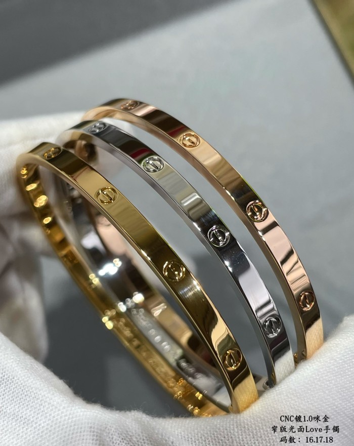 1:1 quality version CNC High-end narrow plain LOVE bracelet without diamonds