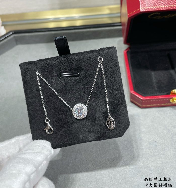 1:1 quality version Large round diamond hollow-out art font necklace