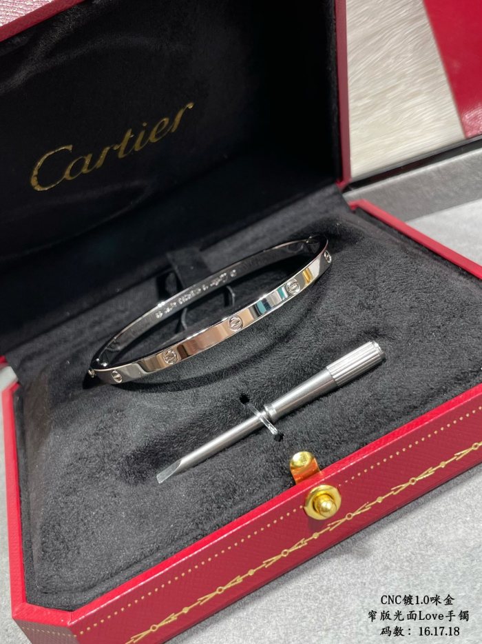 1:1 quality version CNC High-end narrow plain LOVE bracelet without diamonds