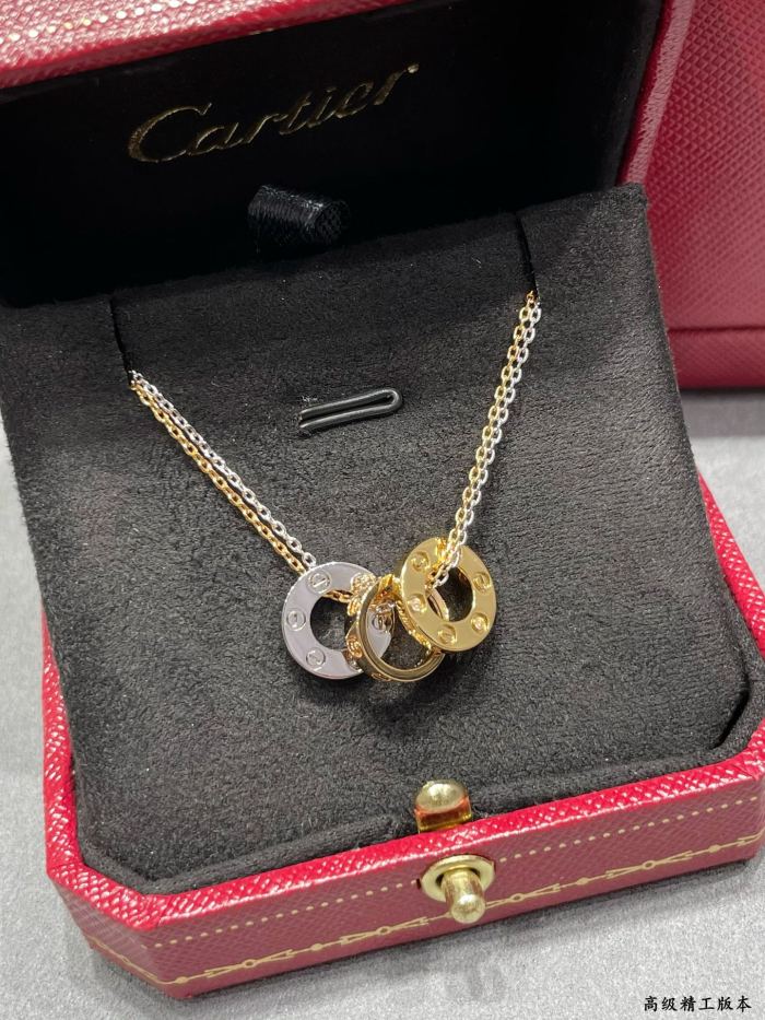 1:1 quality version CNC open plate three-ring circle necklace