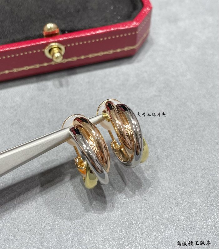 1:1 quality version C@rtier large three-ring symmetrical ear clip