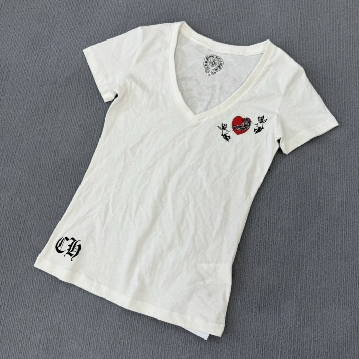 1:1 quality version 28143329 Heart Printed V-Neck Tee for girls