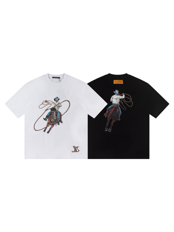28180747 Western Cowboy Riding Horse Print tee 2 colors