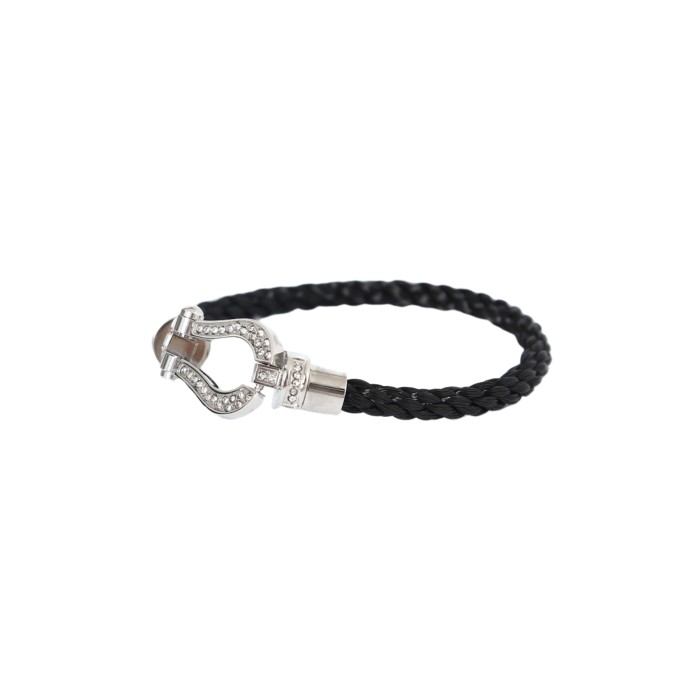 28197138 Full Diamonds Silver Buckle Braided Bracelet 2 colors【1 bracelet per box】