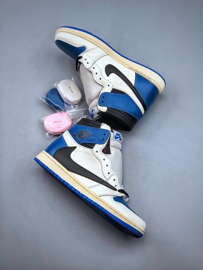 1:1 quality version High-top blue and white patchwork breathable sneakers