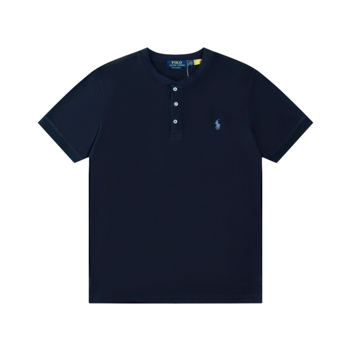 28270255 Embroidered Logo Henley Collar polo shirt 4 colors