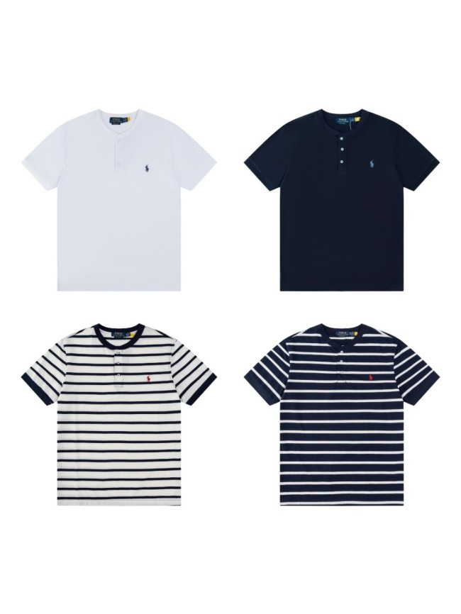 28270255 Embroidered Logo Henley Collar polo shirt 4 colors