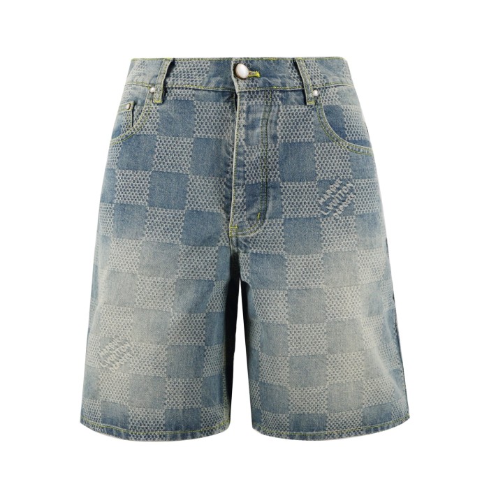 1:1 quality version 28286921 checkerboard denim shirt & shorts set