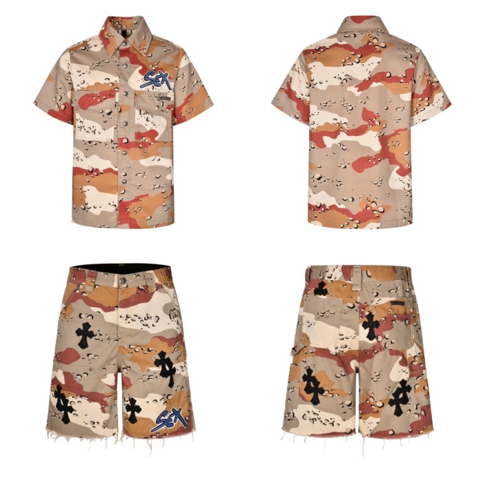 1:1 quality version 28286938 camouflage tee shirt & shorts set 2 colors