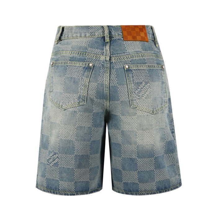 1:1 quality version 28286921 checkerboard denim shirt & shorts set