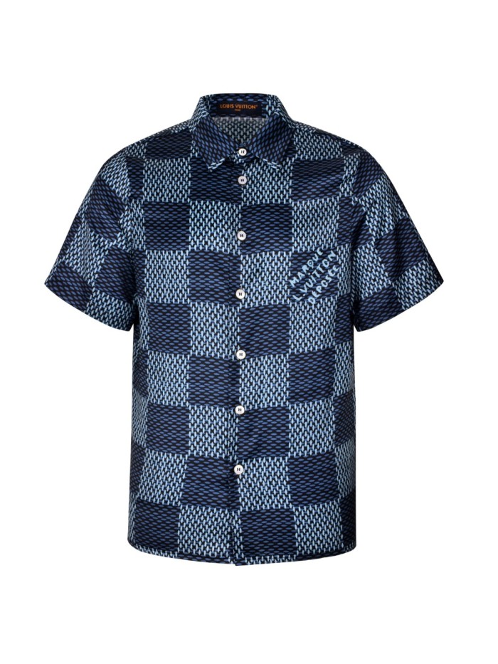 1:1 quality version 28287052 checkerboard silk mulberry shirt