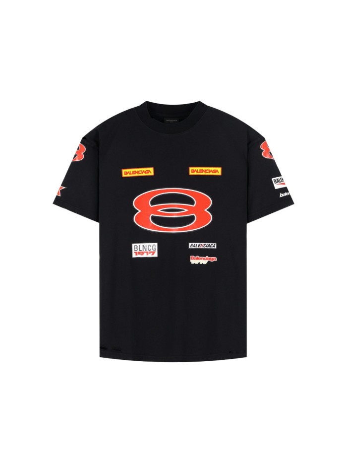 1:1 quality version 28303092 red 8 multi-label printed tee