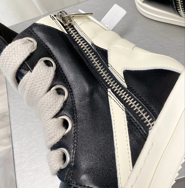 1:1 quality version R*ck0wens 28304003 Big Triangle Chunky Lace Up High Top Shoes
