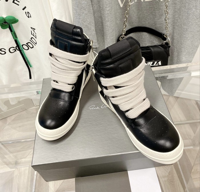 1:1 quality version R*ck0wens 28304003 Big Triangle Chunky Lace Up High Top Shoes