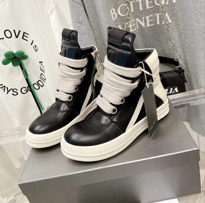 1:1 quality version R*ck0wens 28304003 Big Triangle Chunky Lace Up High Top Shoes