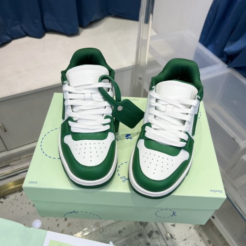 1:1 quality version OW Out Of Office OOO Low Tops White Green OMIA189C99LEA0010155