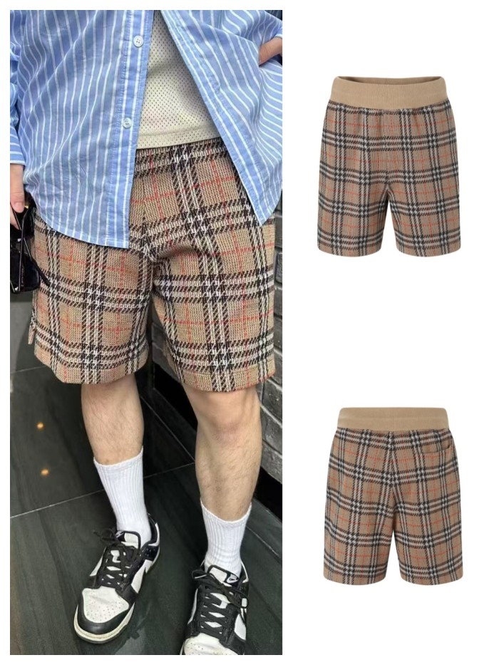1:1 quality version 28320464 cotton blended checkered shorts