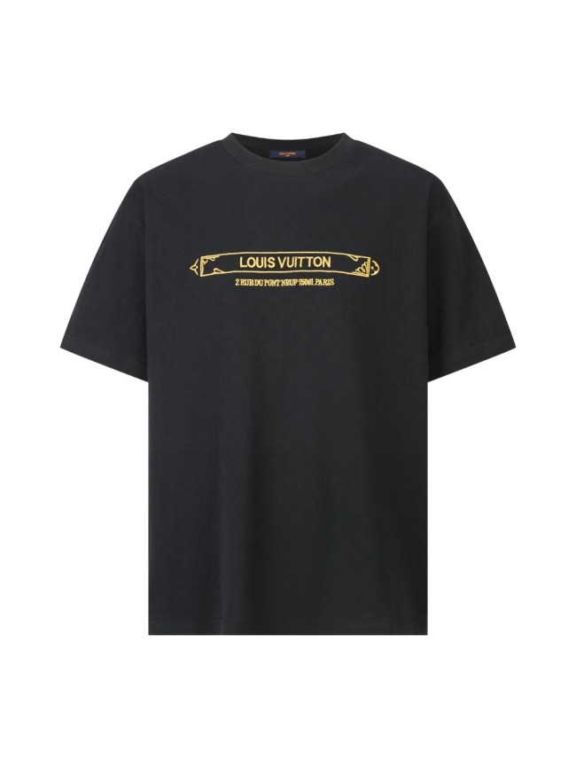 1:1 quality version 28321442 gold thread checkerboard embroidered tee