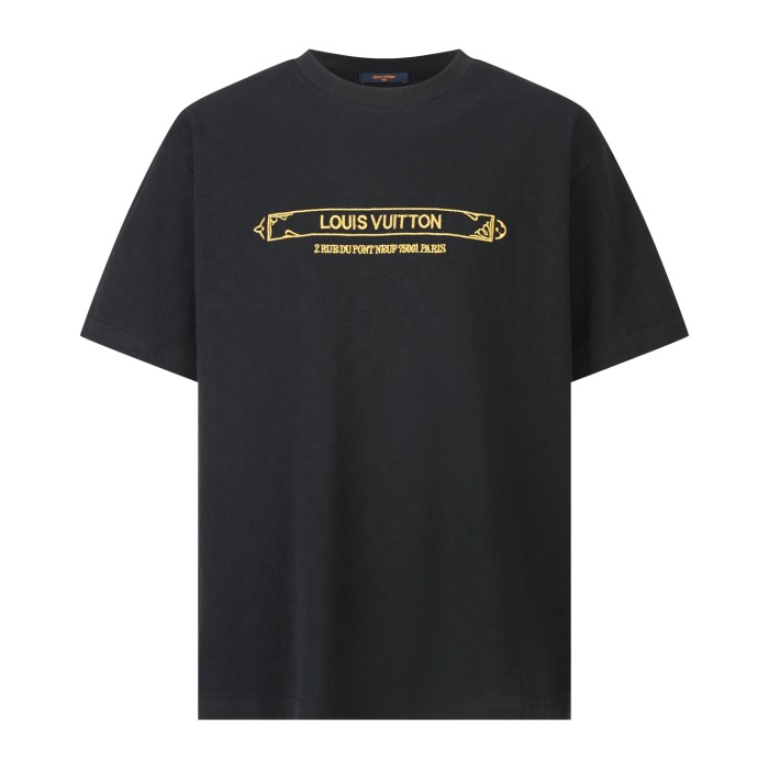 1:1 quality version 28321442 gold thread checkerboard embroidered tee