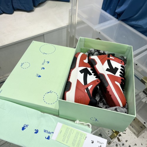 1:1 quality version OW Out Of Office OOO Low Tops Black White Red OMIA189S23LEA0012510
