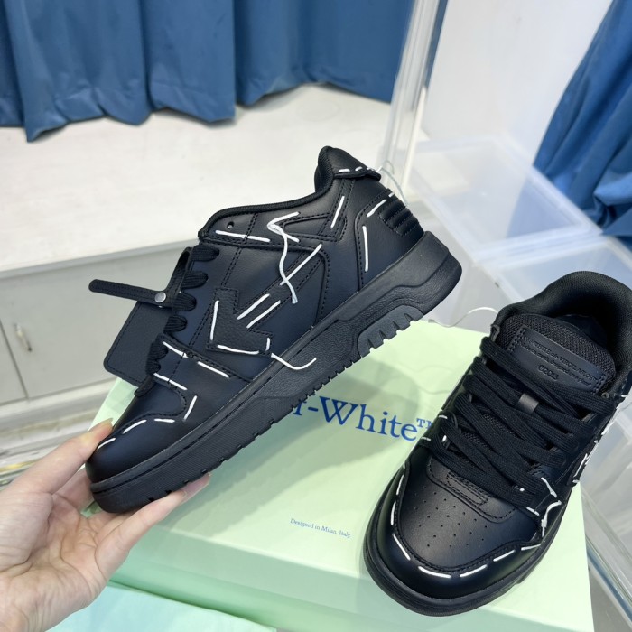 1:1 quality version OW Out Of Office Sartorial Stitching Black White OMIA189S23LEA0141010