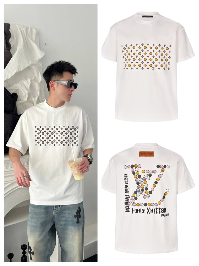 1:1 quality version 28327255 Smiley face printed embossed tee