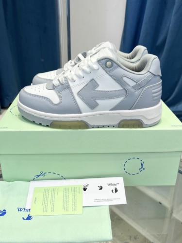 1:1 quality version OW Out Of Office  OOO  Low Tops Grey White OMIA189F22LEA0010109