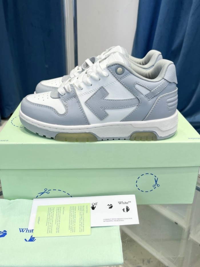 1:1 quality version OW Out Of Office  OOO  Low Tops Grey White OMIA189F22LEA0010109