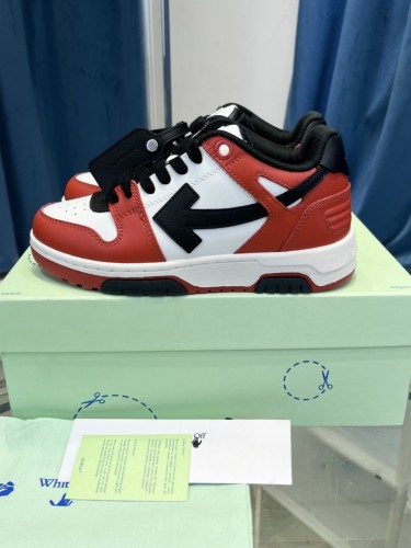 1:1 quality version OW Out Of Office OOO Low Tops Black White Red OMIA189S23LEA0012510