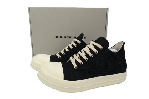 [buy more save more]R*ck0wens DRKSHDW Fogachine Slashed Stretch Denim Low Black Milk DU01B7802 SBSLH 911