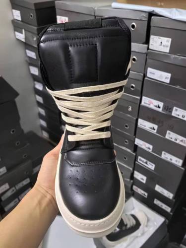 Leather Black and White Inverted Triangle High Top Shoes