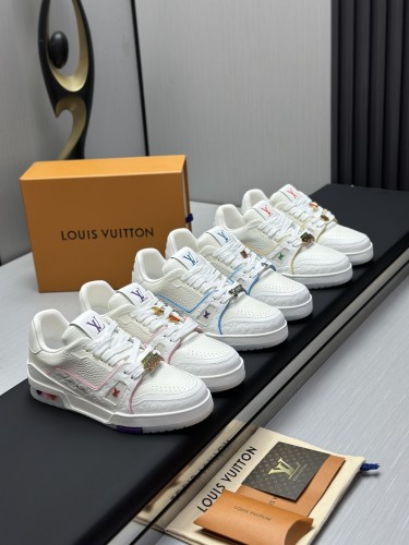 1:1 quality version 28367499 Cowhide Patchwork White Shoes 3 colors