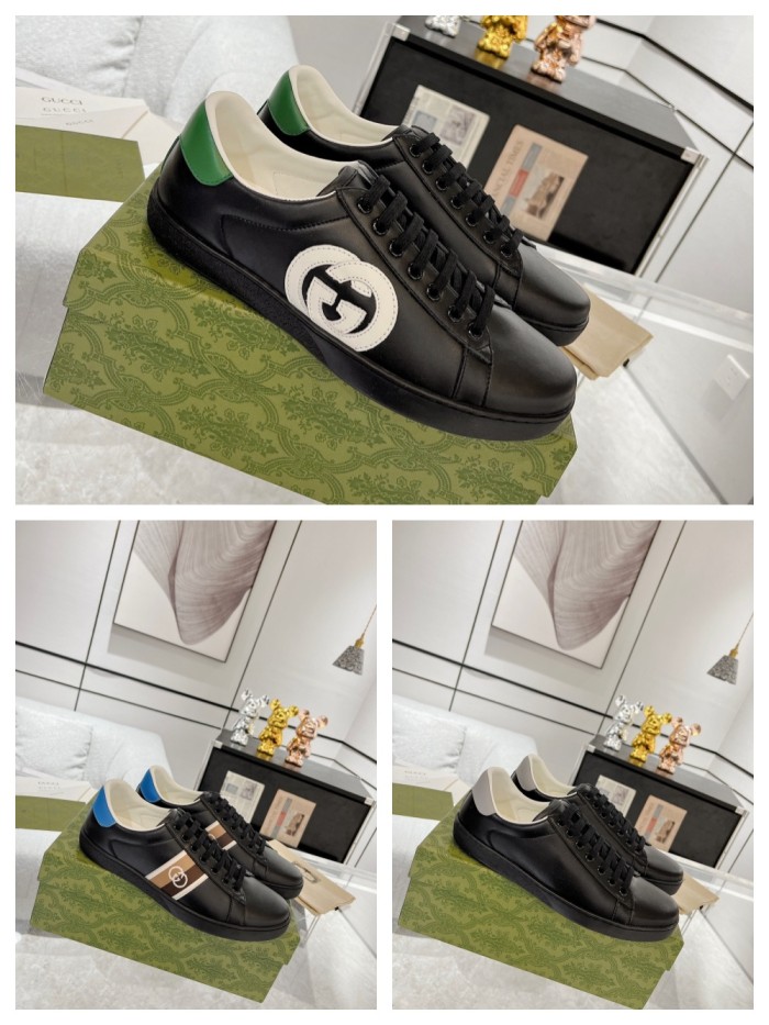 1:1 quality version 28412101 Leather logo patchwork shoes 3 colors