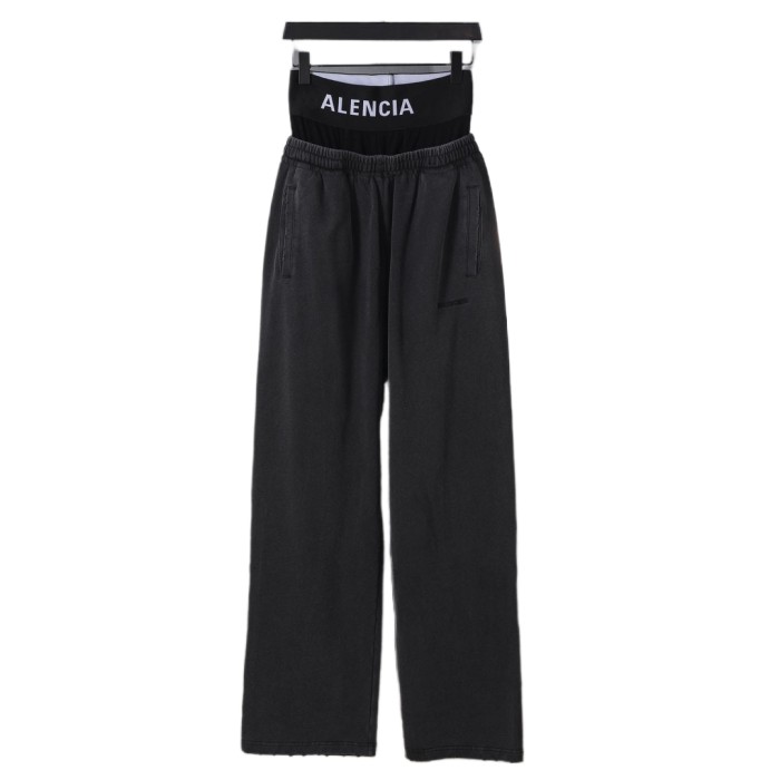 28419228 Alphabet Embroidered Fake Two-Piece Underwear Patchwork Sweatpants 2 colors