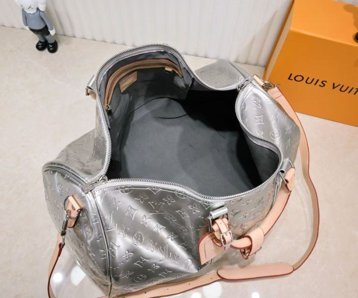 28425304 Full-print logo silver travel bag