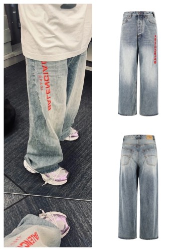 1:1 quality version 28429082 Red logo embroidered denim jeans