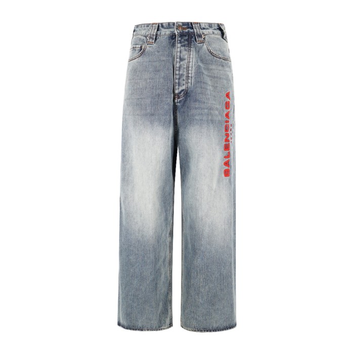 1:1 quality version 28429082 Red logo embroidered denim jeans