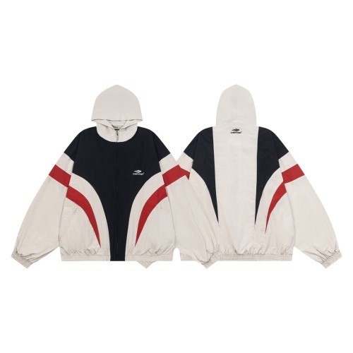 Embroidered Red and White Hooded Jacket & Pants Set 28434397