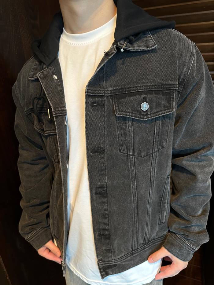 1:1 quality version hooded denim jacket 28452734