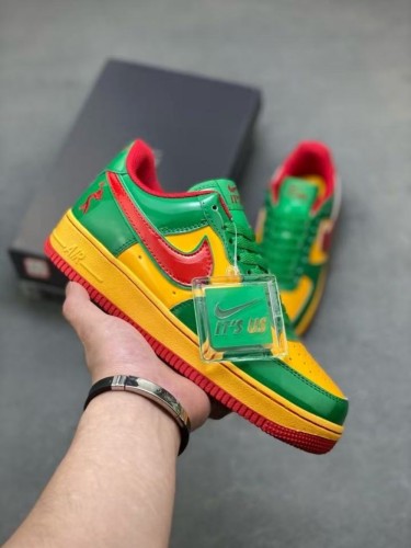 Lil Yachty x N Air Force 1 red, green and gold low-top shoes 28469186