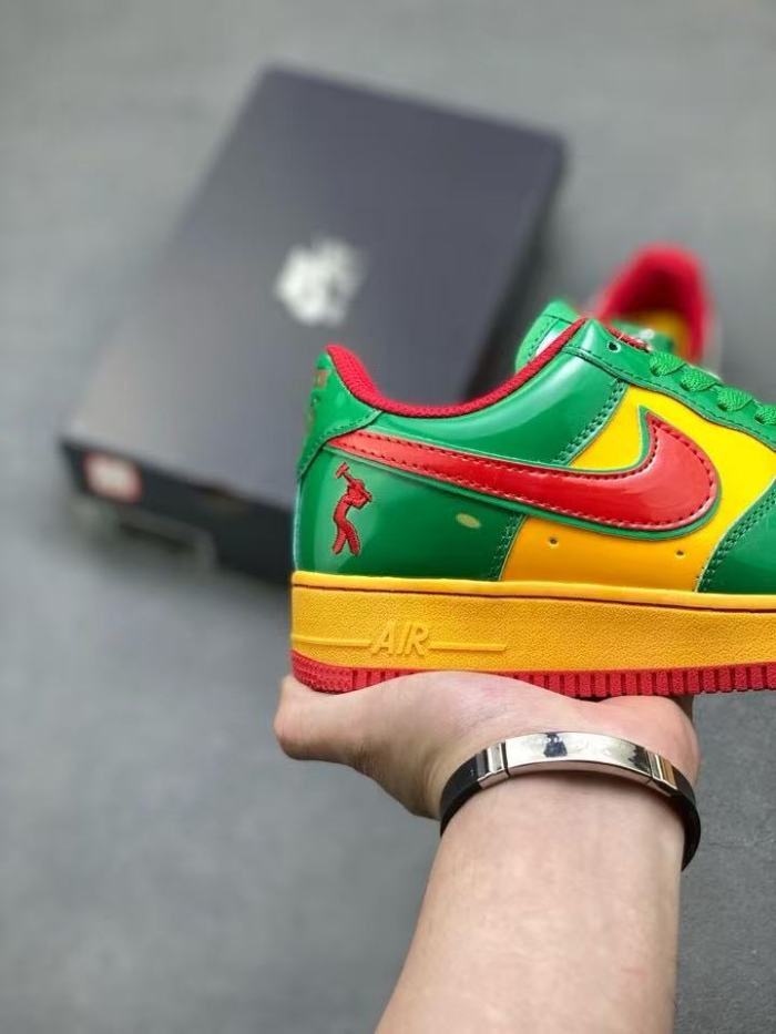 Lil Yachty x N Air Force 1 red, green and gold low-top shoes 28469186
