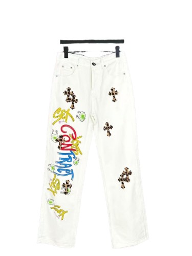 Colorful Letter Print Leopard-Print Cross Jeans 28476839