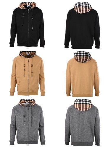 1:1 quality version Plaid Patchwork Zipper Hoodie 3 colors  28478620