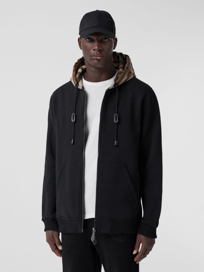 1:1 quality version Plaid Patchwork Zipper Hoodie 3 colors  28478620