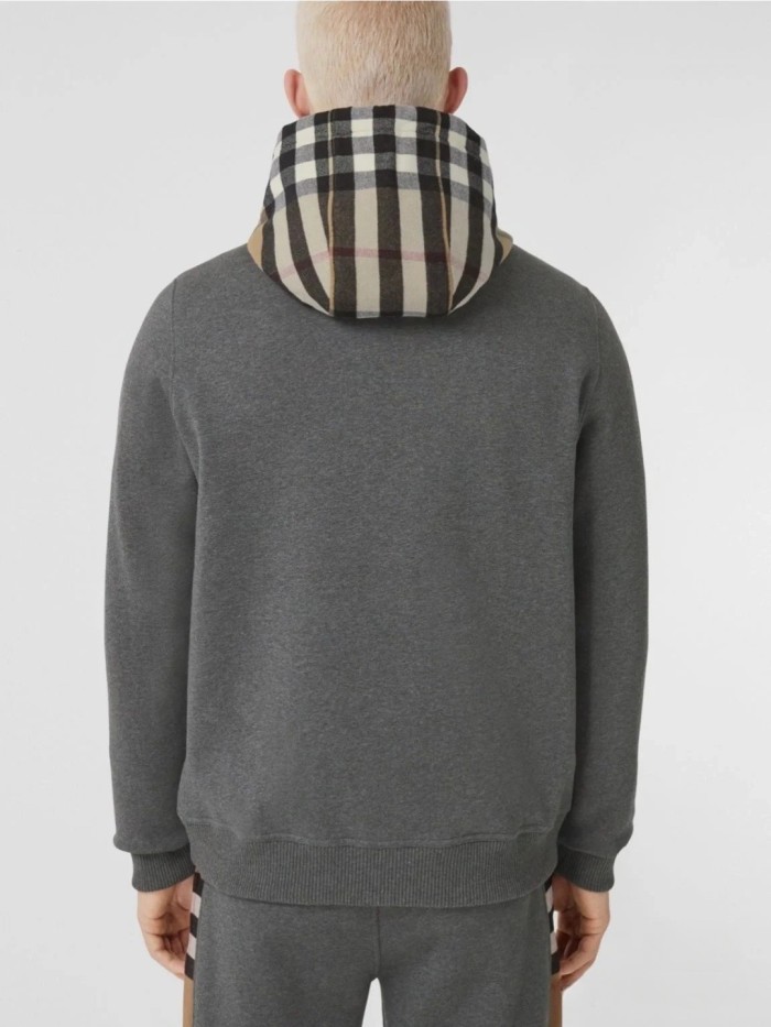 1:1 quality version Plaid Patchwork Zipper Hoodie 3 colors  28478620