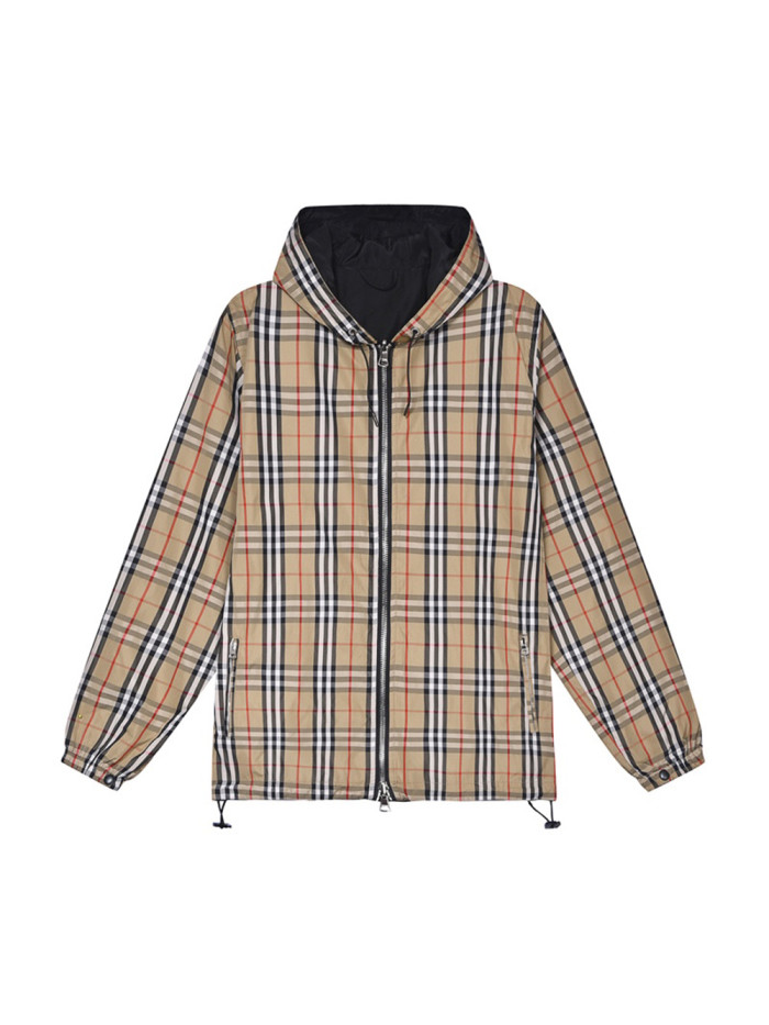 old flower check double-sided wearable hoodie zip-up windbreaker 28474881