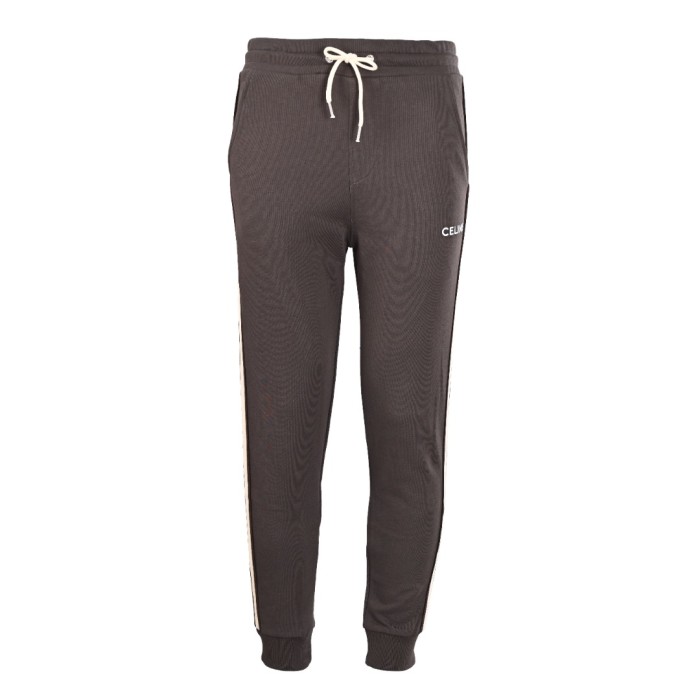 1:1 quality version side knitted ribbon embroidered logo tapered Pants 28491915