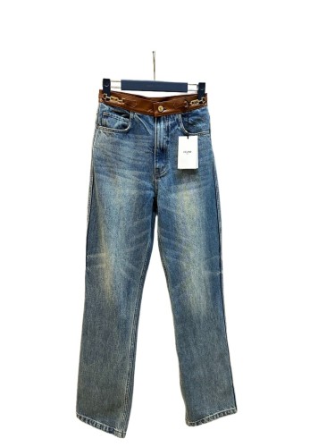 1:1 quality version leather-edged decorative Jeans 28491916