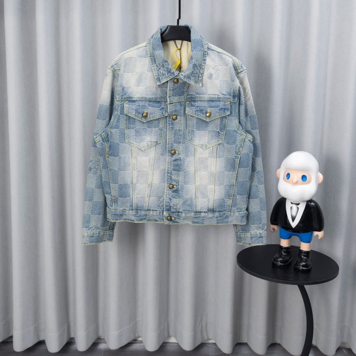 Vintage Classic Gradient Checkered Denim Jacket 6 colors 28505011